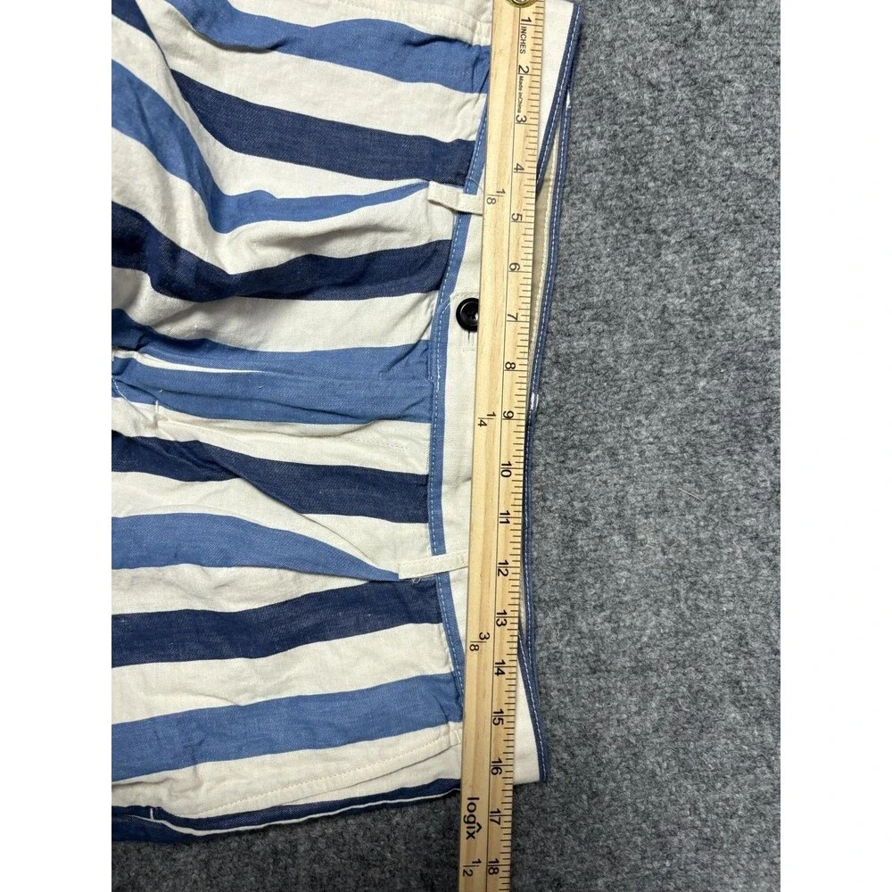 Banana Republic Chino Shorts Mens 32 Blue Stripe Linen Cotton 9